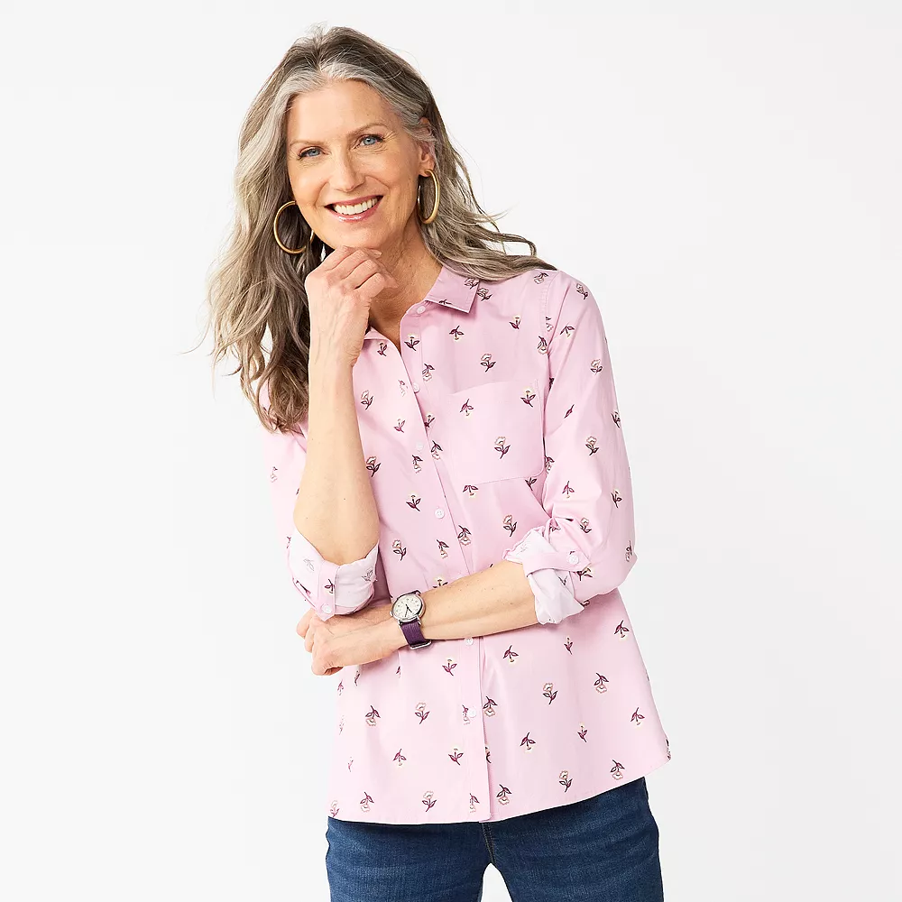 Women's Croft & Barrow® Essential Comfort Stretch Shirt - Image 3