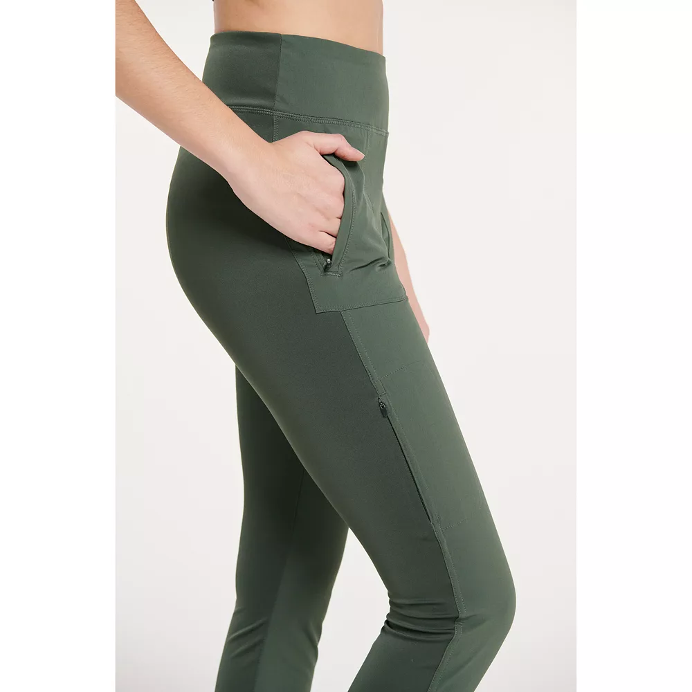 Women's FLX Mixed-Media High-Waisted Leggings with Zip Pockets - Image 4
