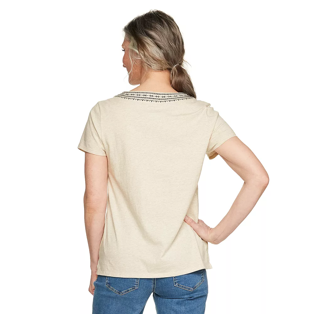 Women's Croft & Barrow® Embroidered V-Neck Top - Image 5