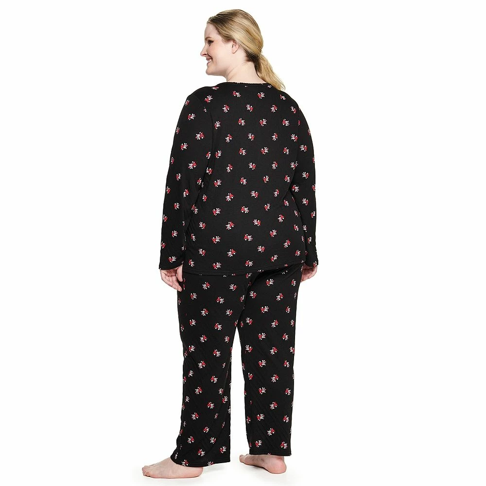 Plus Size Croft & Barrow® Textured Knit Henley Long Sleeve Pajama Top & Pajama Pants Sleep Set - Image 3