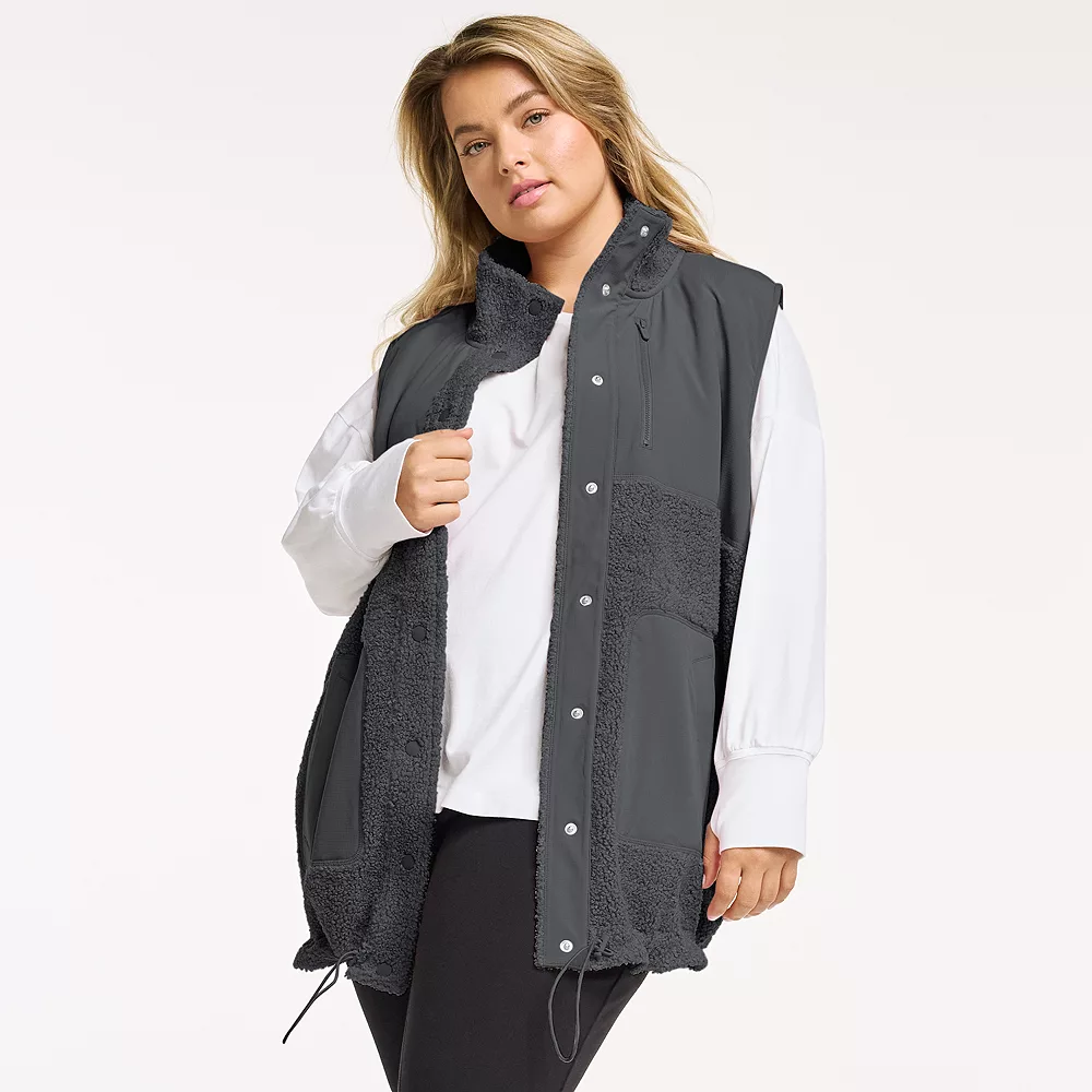 Plus Size FLX Boucle Mixed-Media Vest - Image 2