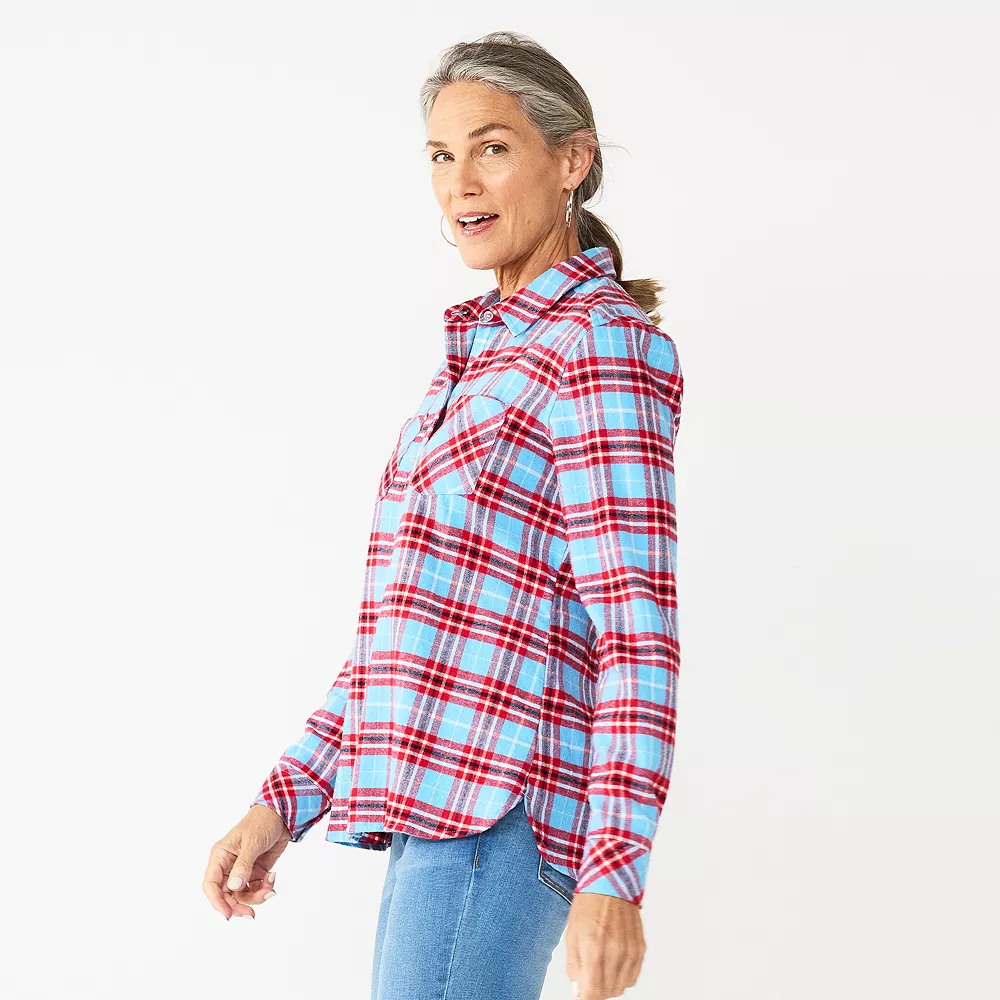 Women's Croft & Barrow® The Extra Soft Plaid Flannel Shirt - Image 6