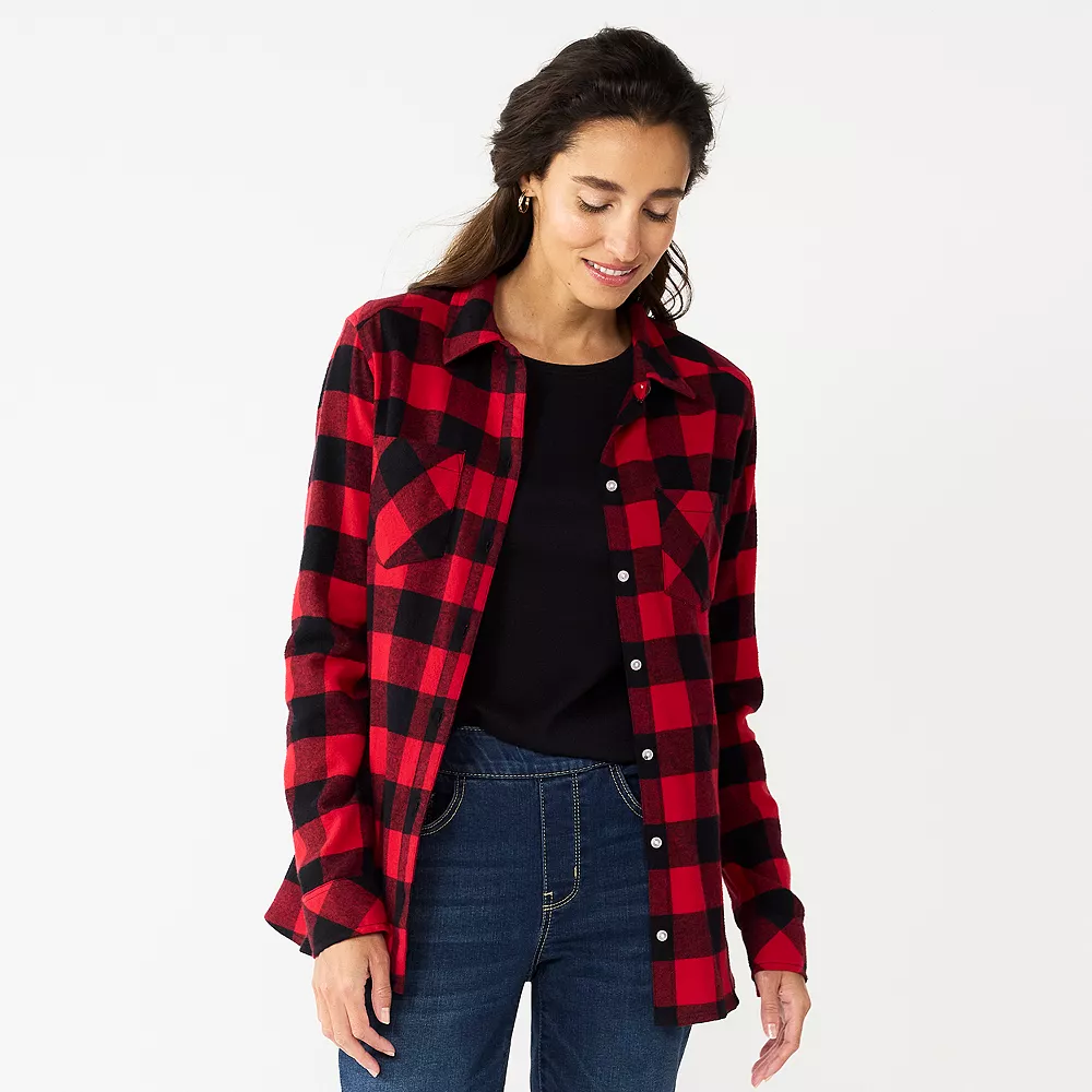 Women's Croft & Barrow® The Extra Soft Plaid Flannel Shirt