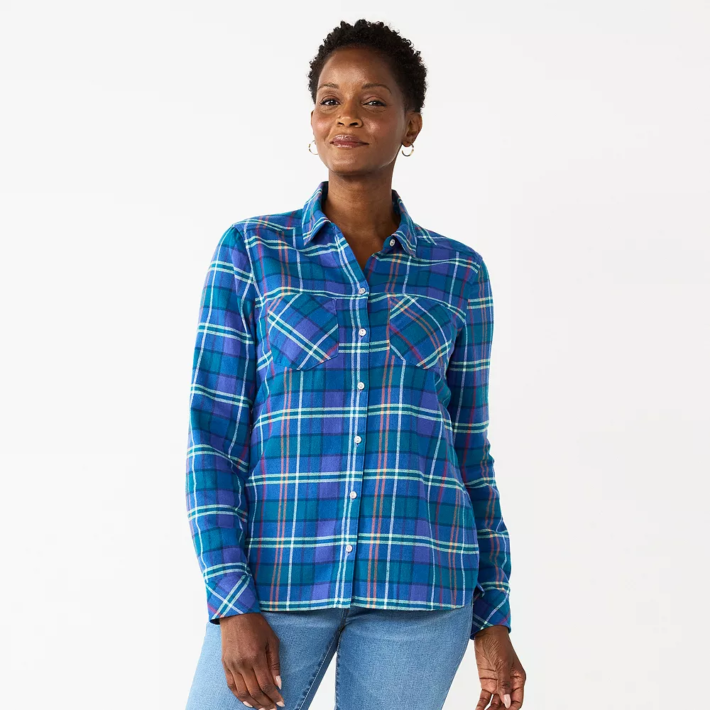 Women's Croft & Barrow® The Extra Soft Plaid Flannel Shirt - Image 2