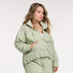 Plus Size FLX Half-Zip Woven Crop Jacket