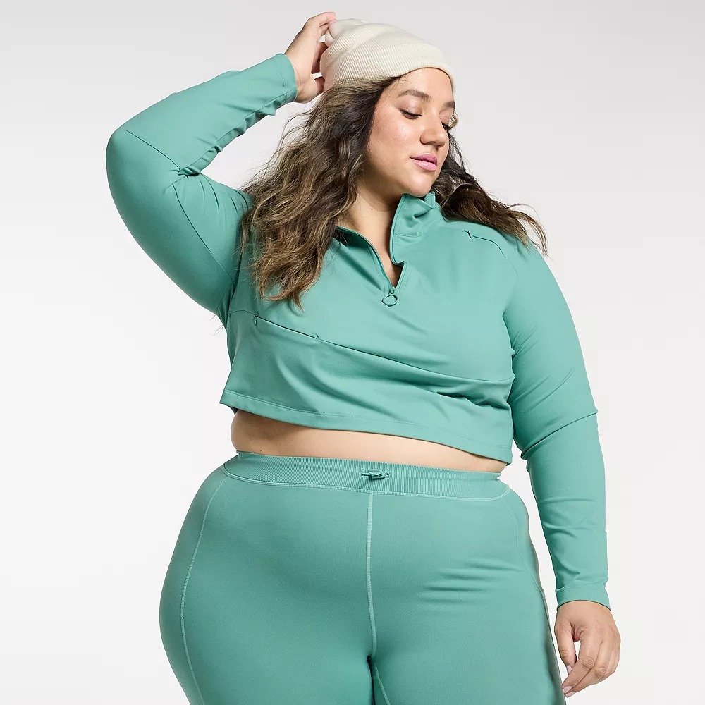 Plus Size FLX Quarter-Zip Crop Mockneck Jacket - Image 2