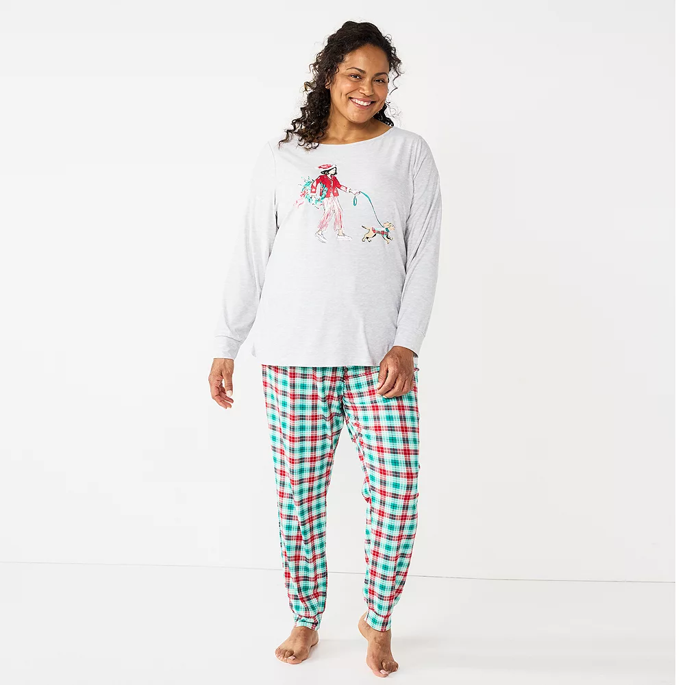 Plus Size Croft & Barrow® Long Sleeve Pajama Top & Pajama Pants Sleep Set - Image 2